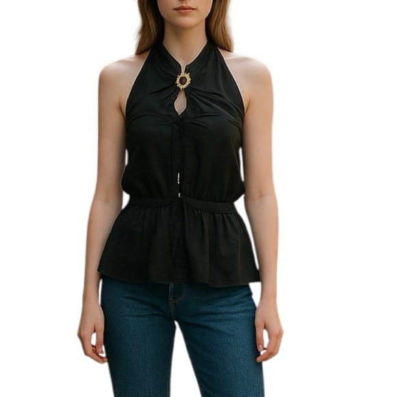 Atos Lombardini Sleeveless Blouse Black - Picture 1 of 12